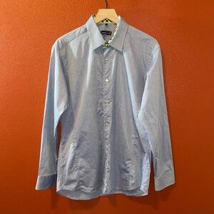 Jared Lang Men’s Blue Button‎ Down Long Sleeve Lux Canadian Made Dress Shirt